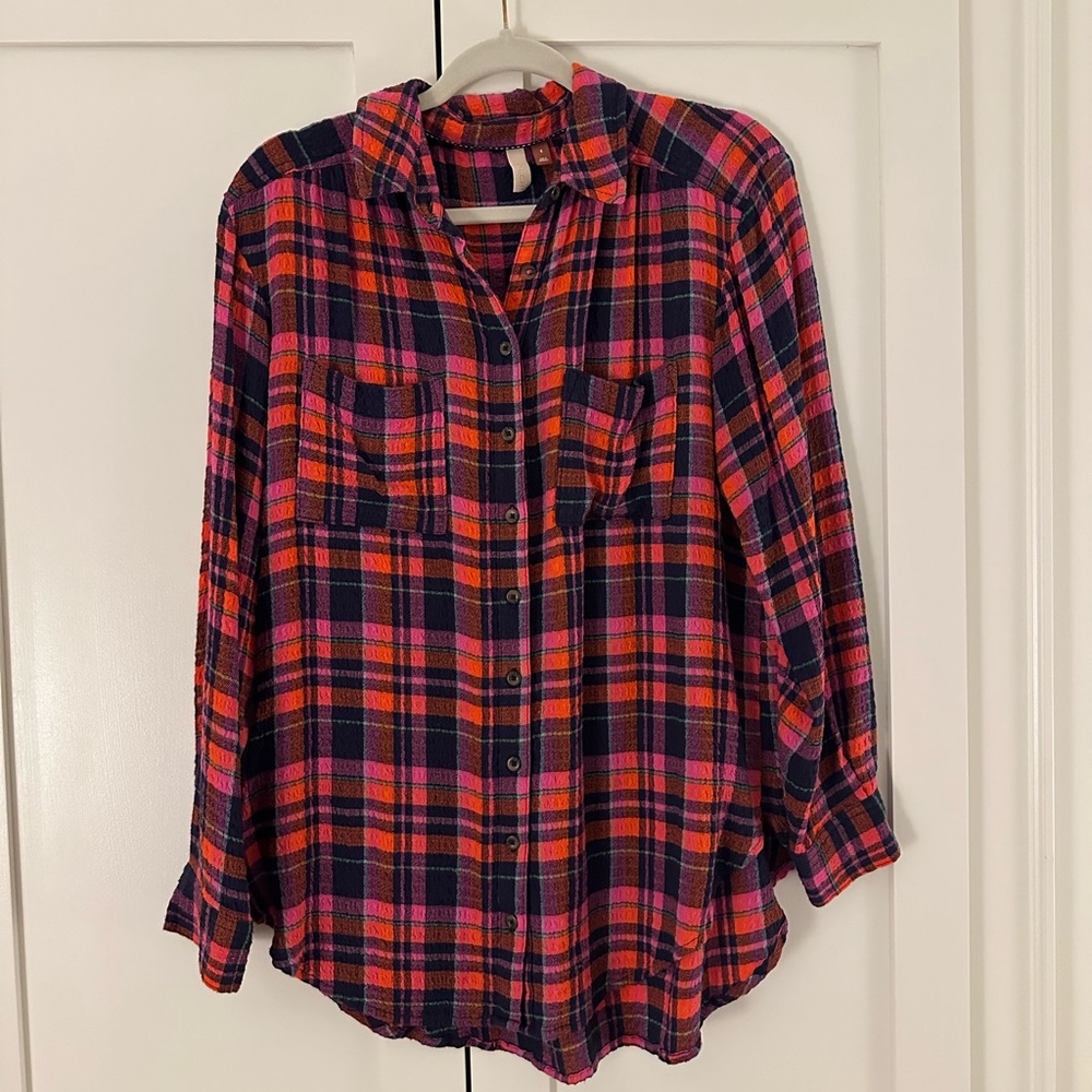 Anthropologie Pilcro Plaid Hadley Relaxed Buttondown Shirt
